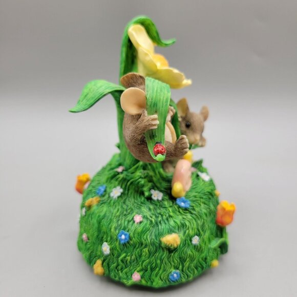 Charming Tails Hangin Around Musical Figurine Mice Snail Flower Silvestri - Picture 3 of 9
